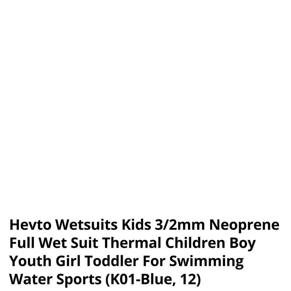 Hevto Wetsuit Kids Size 12 Black Blue New 3/2mm Neoprene Full Body‎ Long Sleeve
